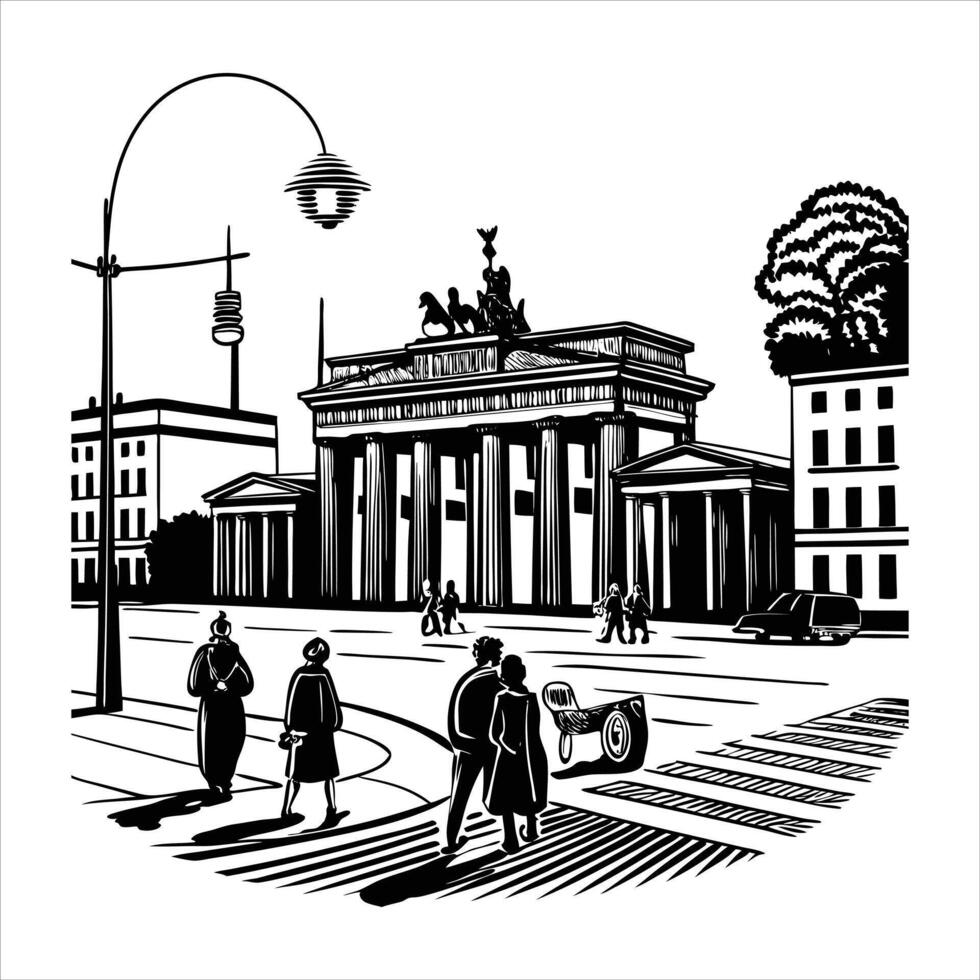Minimalist Black and White Brandenburg vector