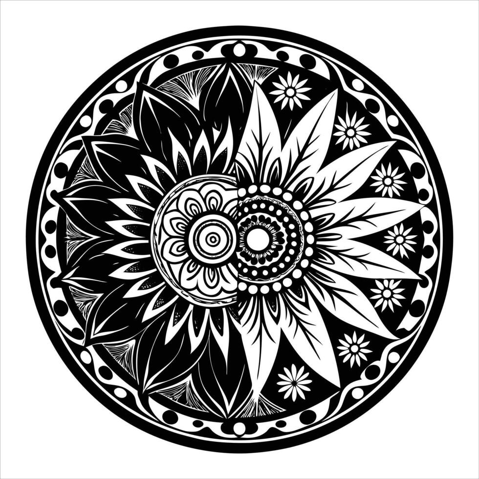 Mandala themed leaves vector