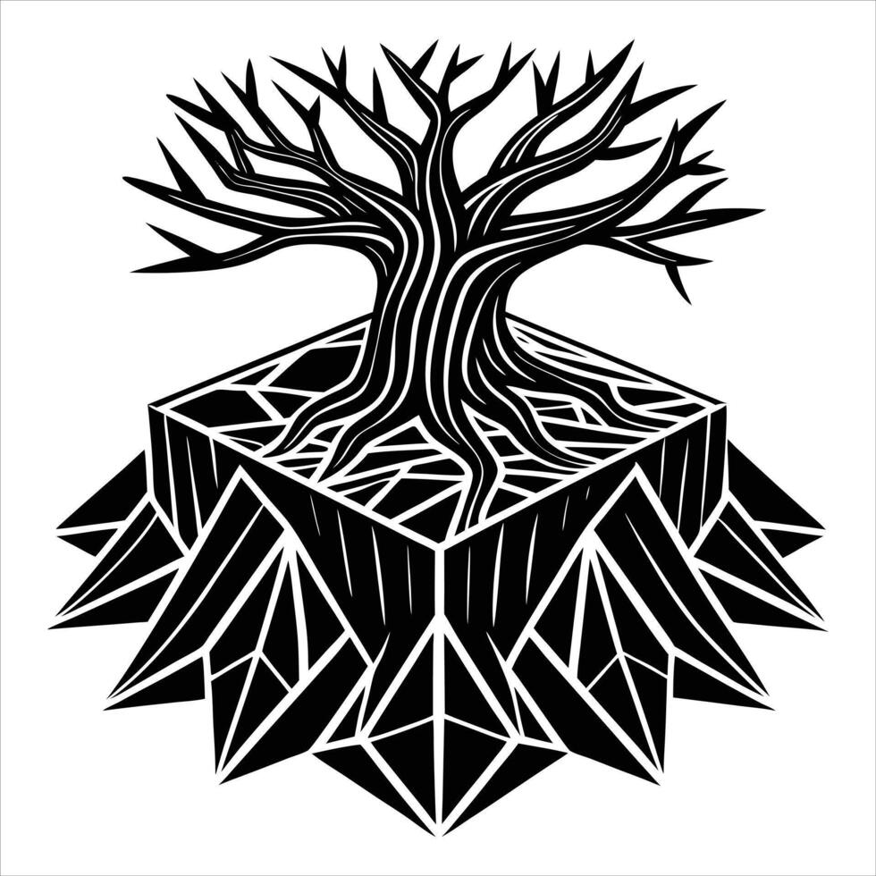Black and white silhouette root vector