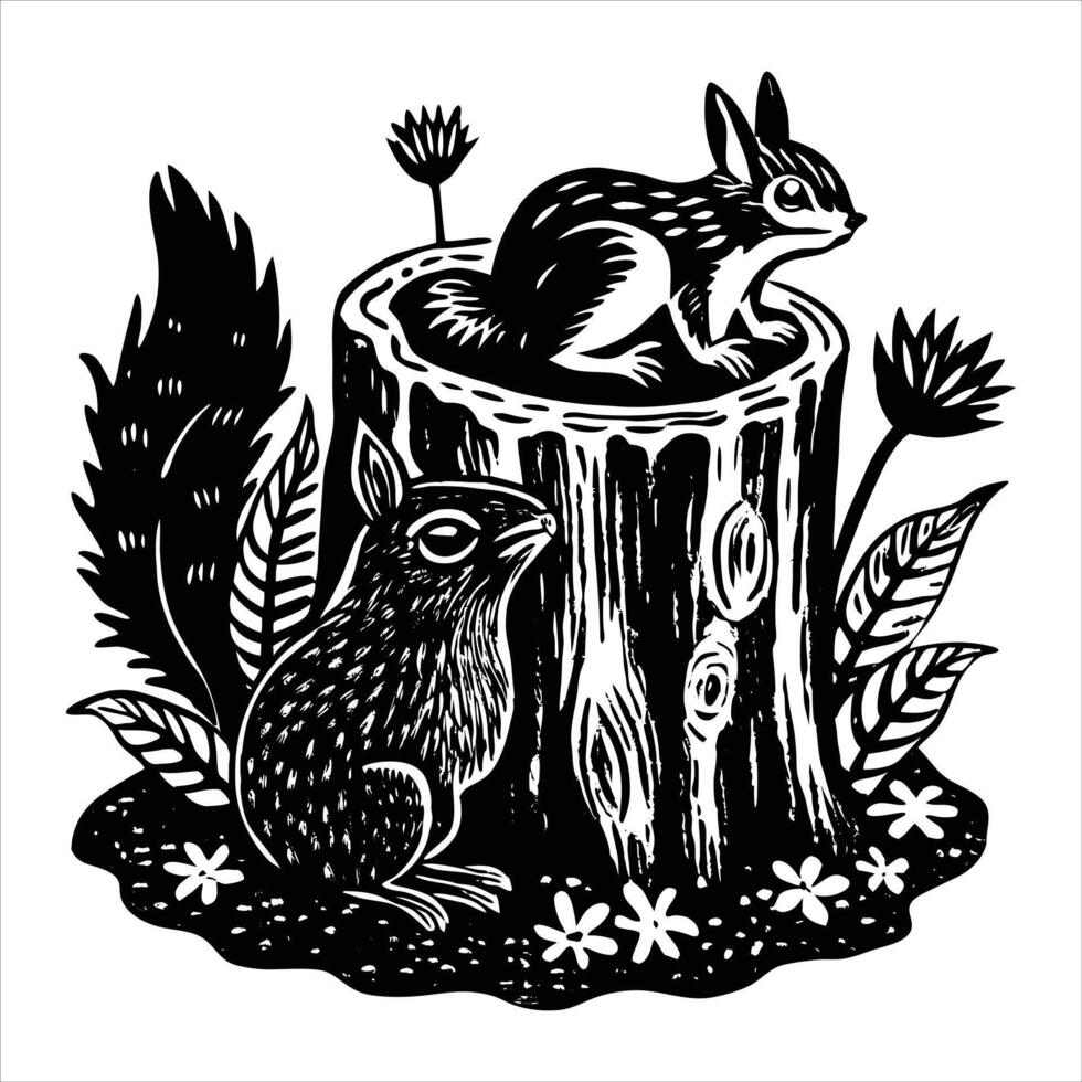 Squirrel Ornament with Floral vector