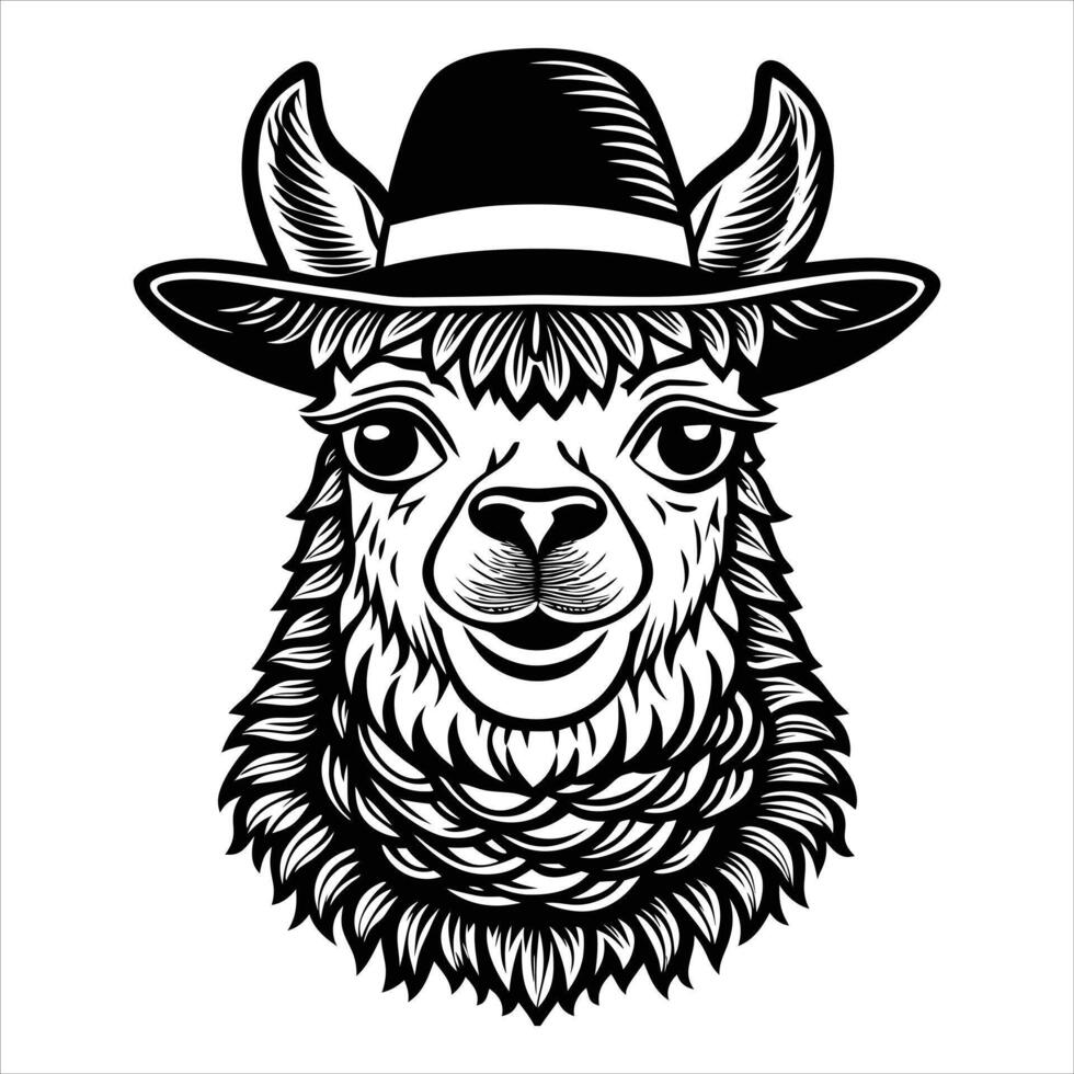 Llama With Hat vector
