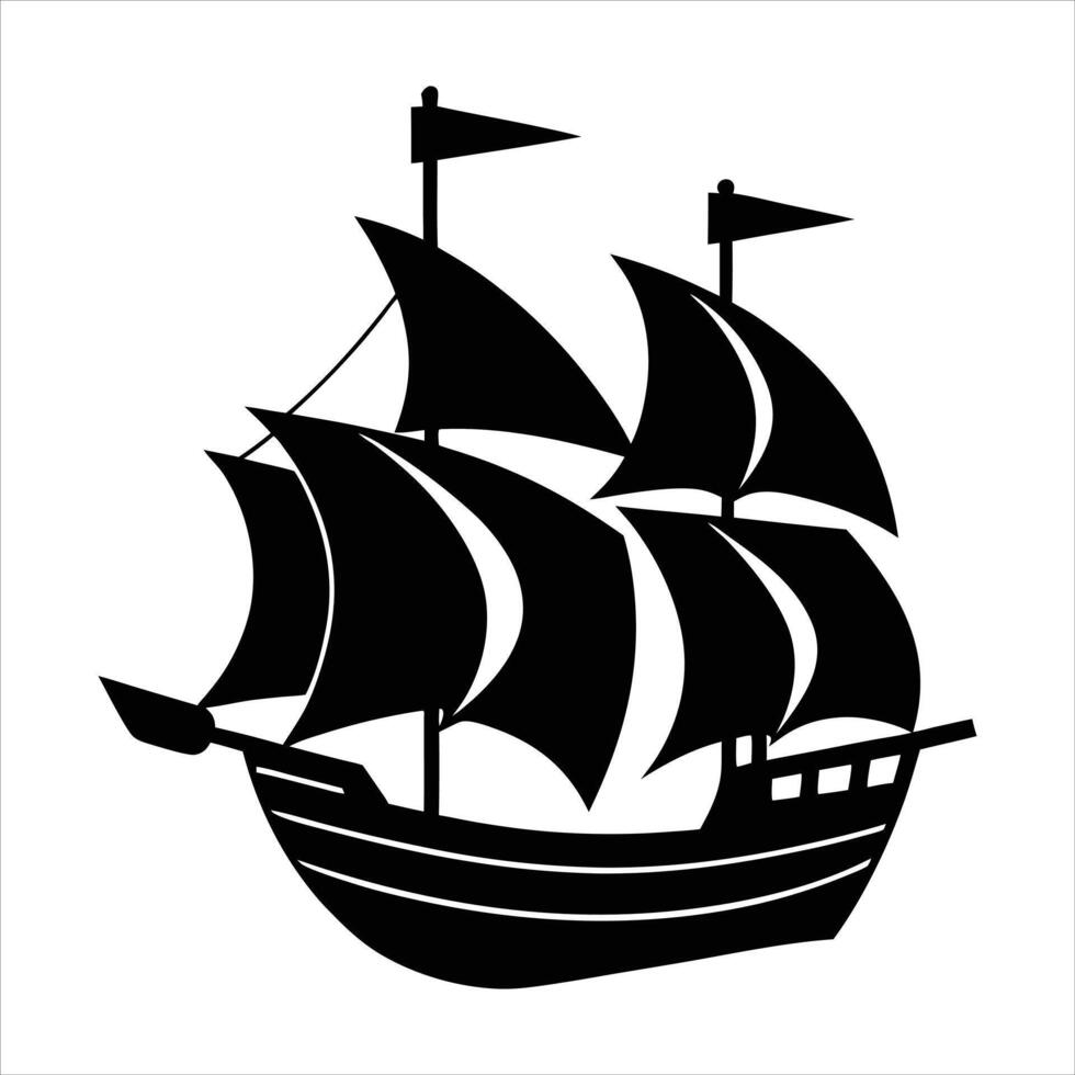 Maritime Brig Silhouette Illustrations vector