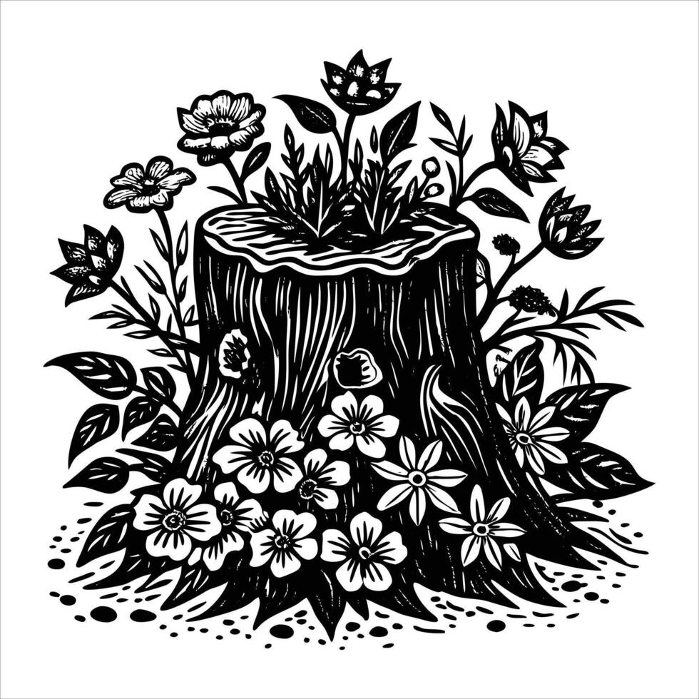Large stump with purple small vector