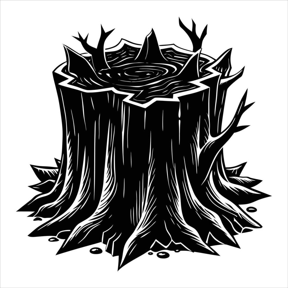 Tree Stump Silhouette for Nature vector