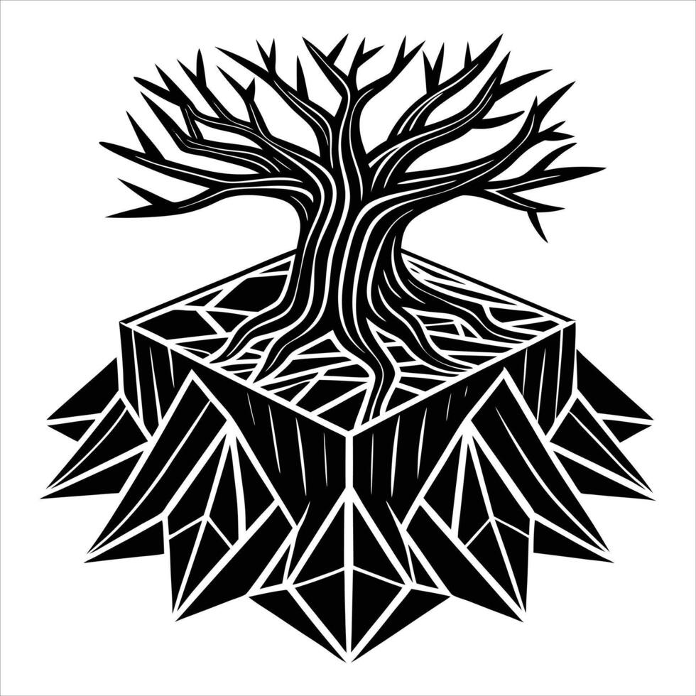 Mangrove Tree roots visible vector