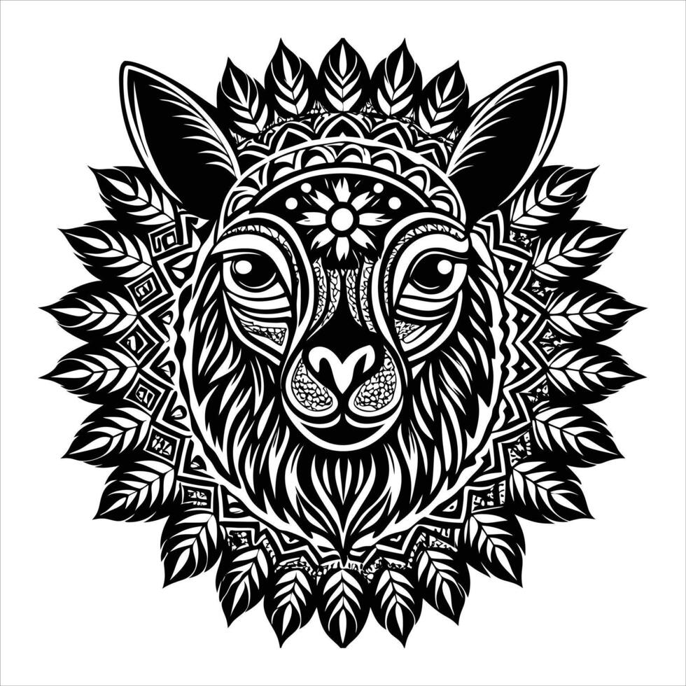 Mandala Silhouette Llama vector