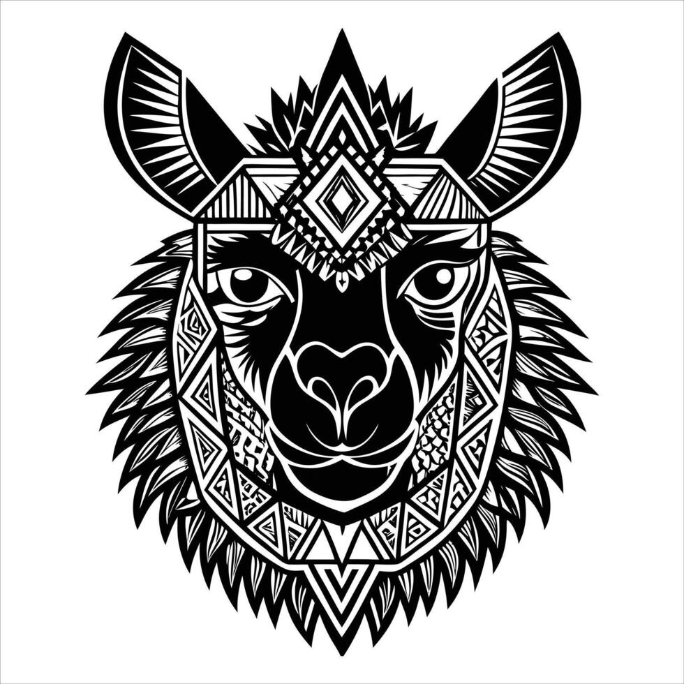 Hand drawn wolf with ethnic vector