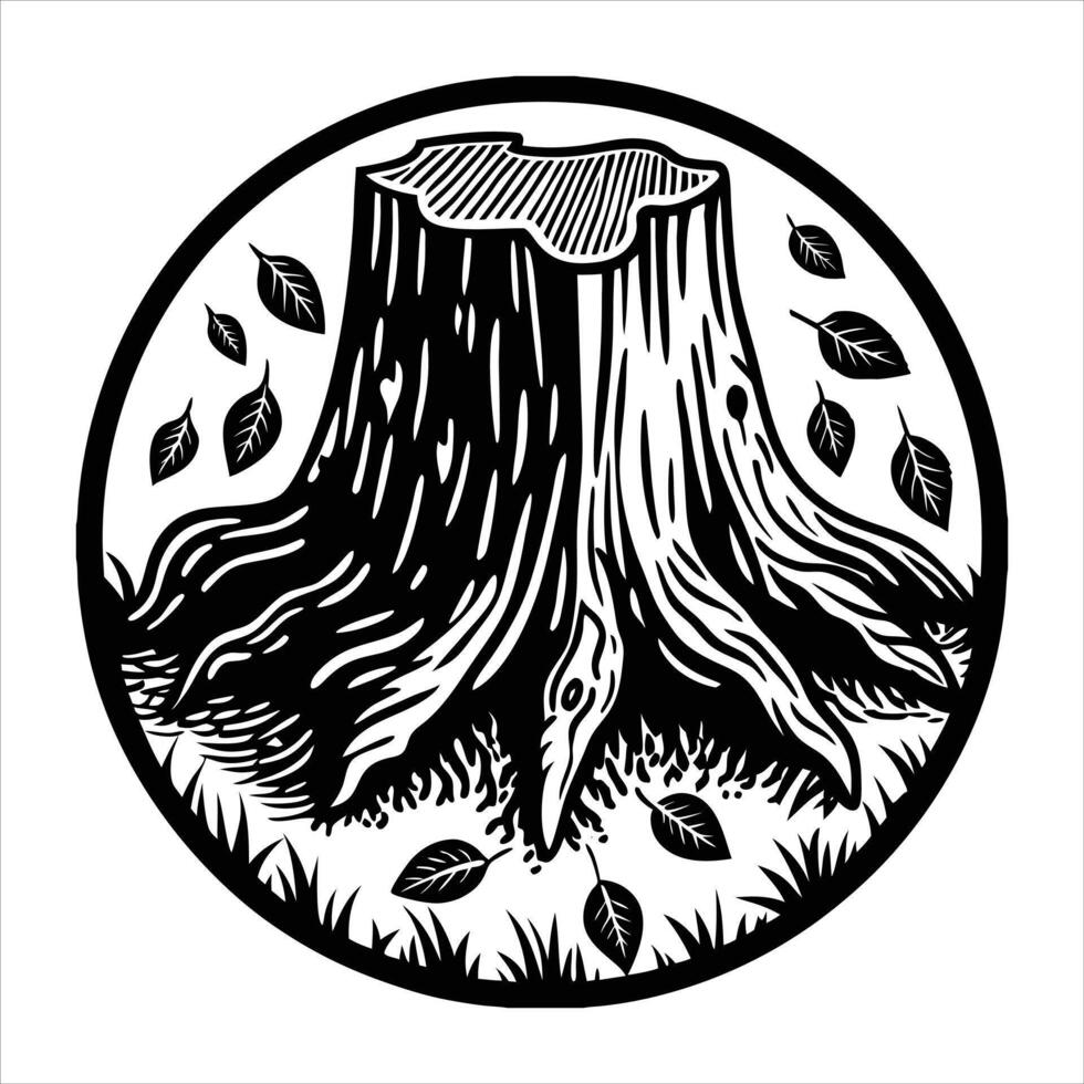 A stump with a tree root vector