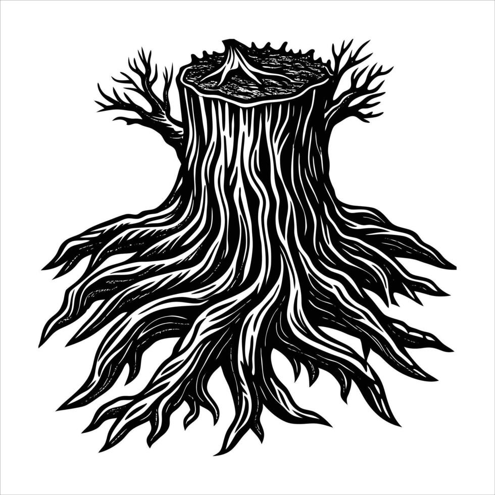 Tree stump silhouette vector