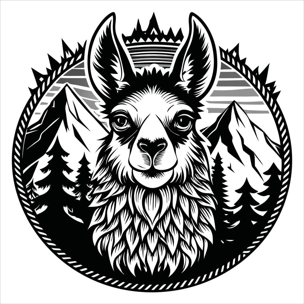 Llama Head Silhouette vector