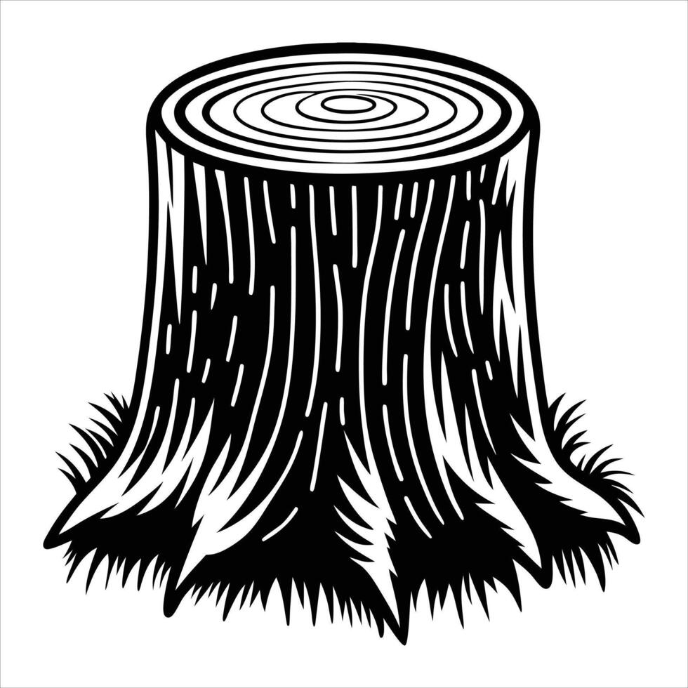 Tree stump sketch silhouette vector