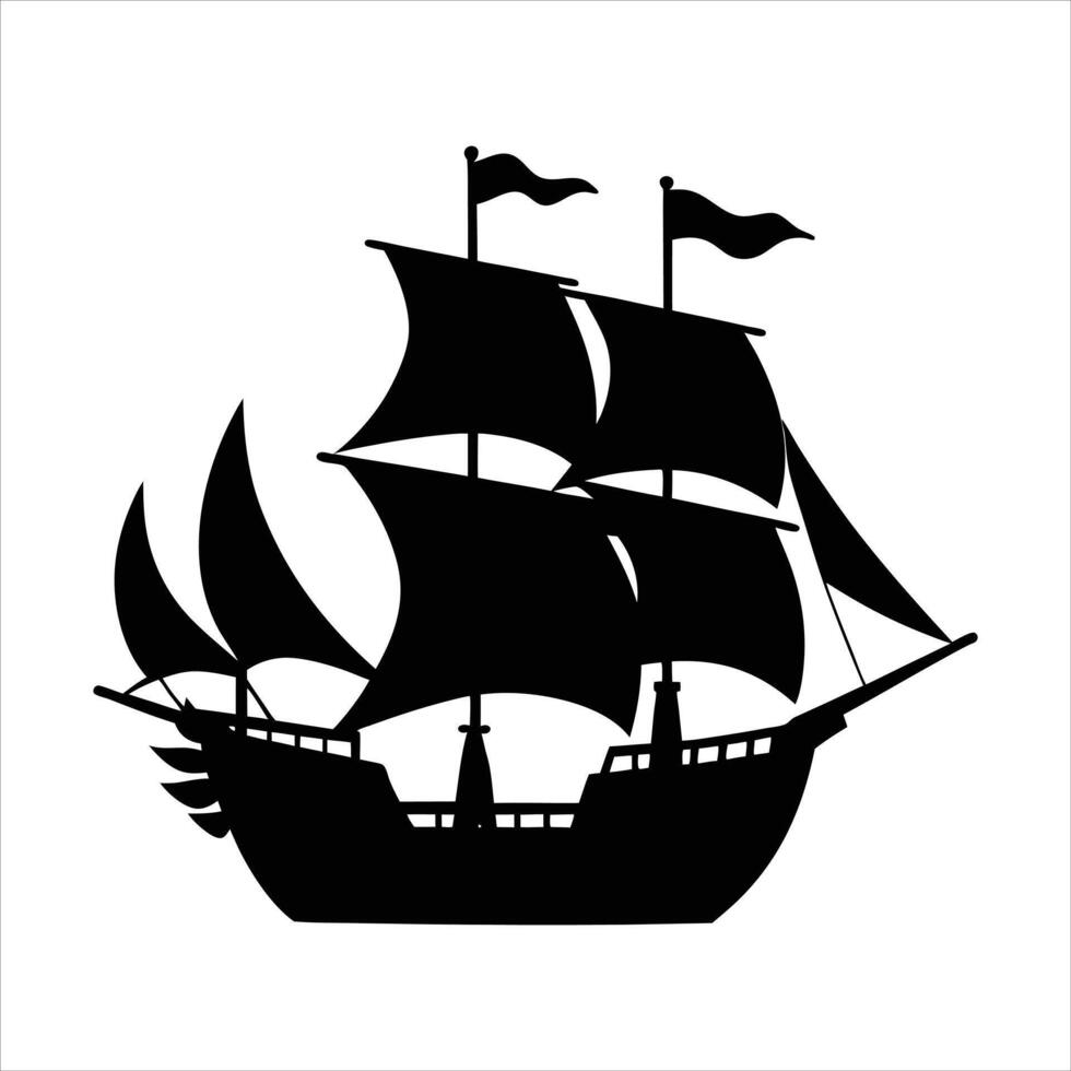 Silhouette of a Pirate Ship vector