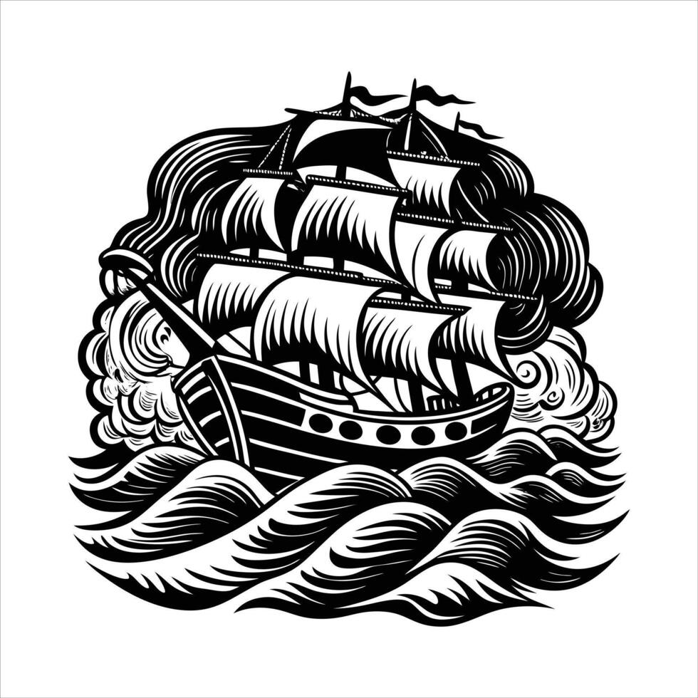 Pirate Ship Thunderstorm vector