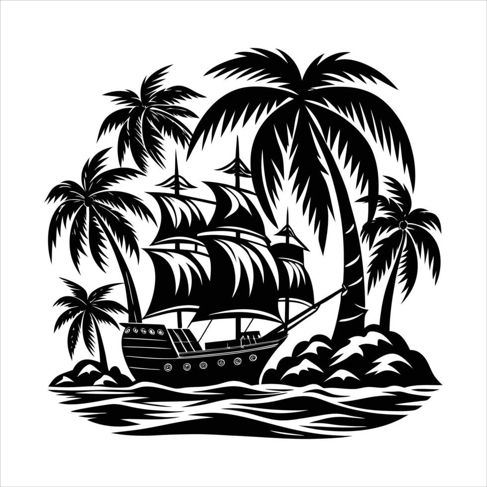 Cricket Boat Silhouette vector