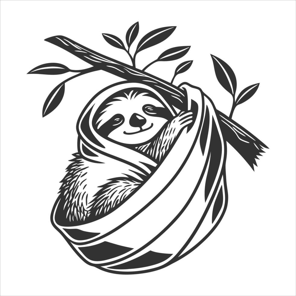 Serene Sloth File for Cricut Silhouette vector