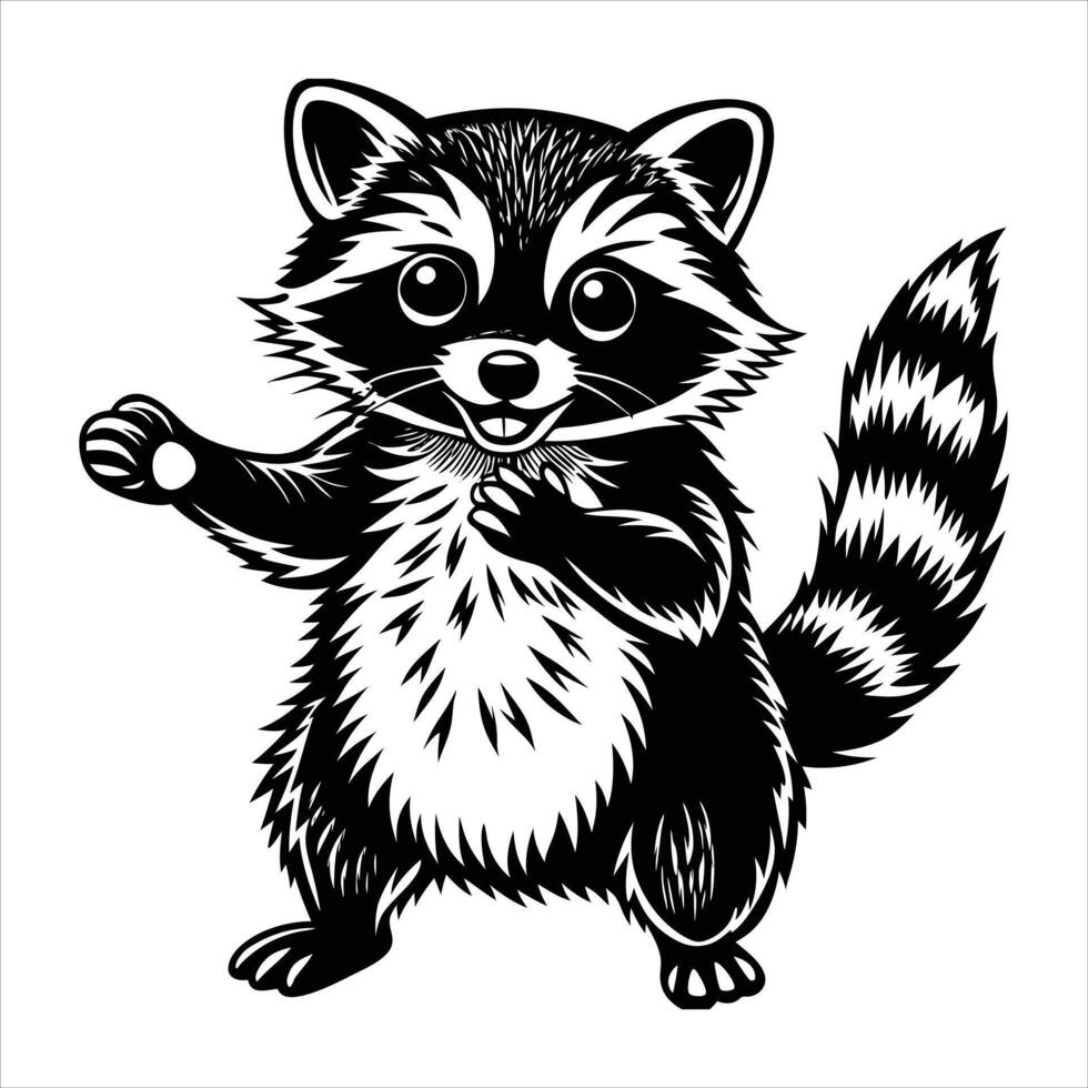 Playful Raccoon Standing vector