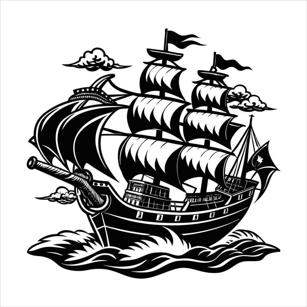 Galleon Silhouette Illustration vector