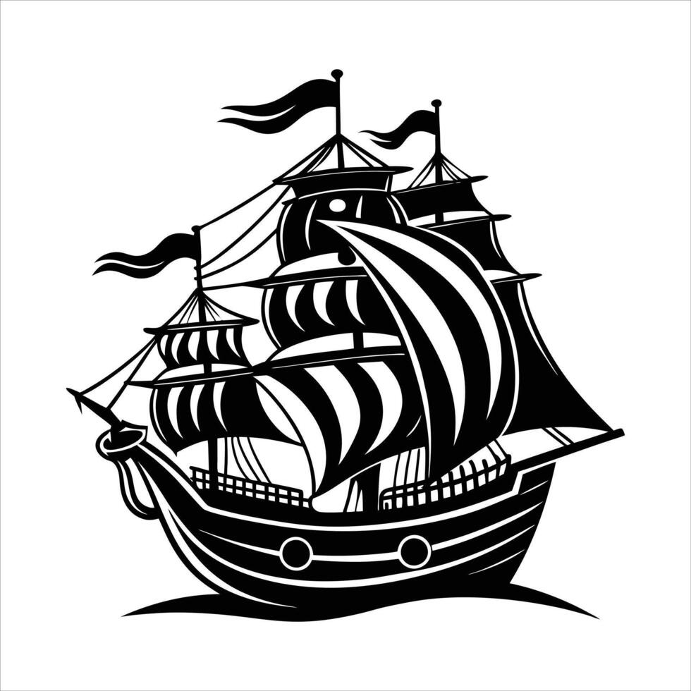 Pirate Ship Silhouette vector
