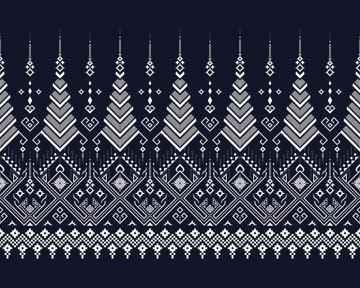 White diamond shaped seamless pattern border on dark blue with swatch for decorations, fabric print, textile texture, and other prints. vector