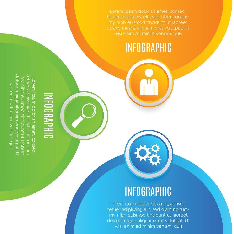 Modern circle infographic 3 step chart list editable template minimalist design vector