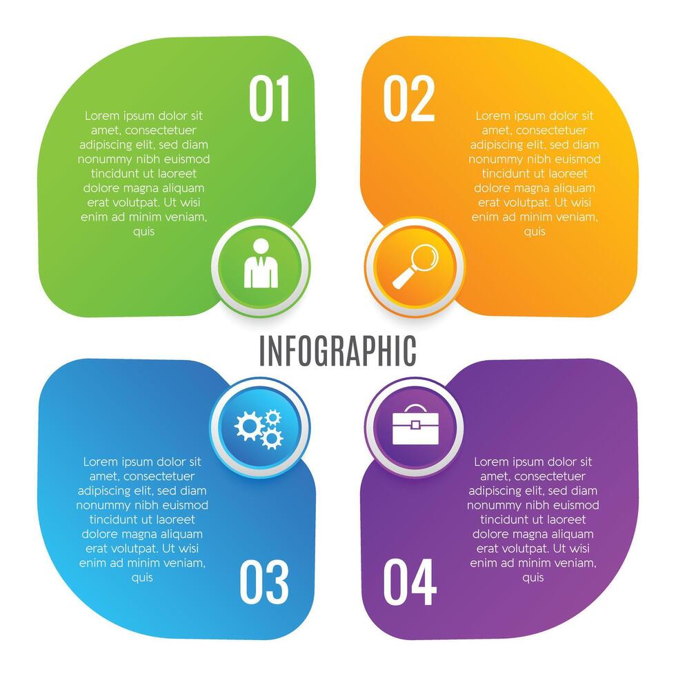 Infographic 4 step business workflow layout modern chart minimalist editable design vector