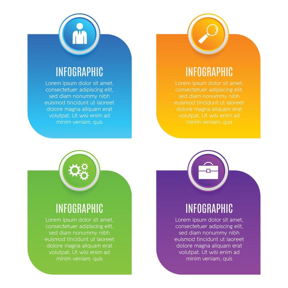 4 steps options infographic chart list parts or processes editable template design vector