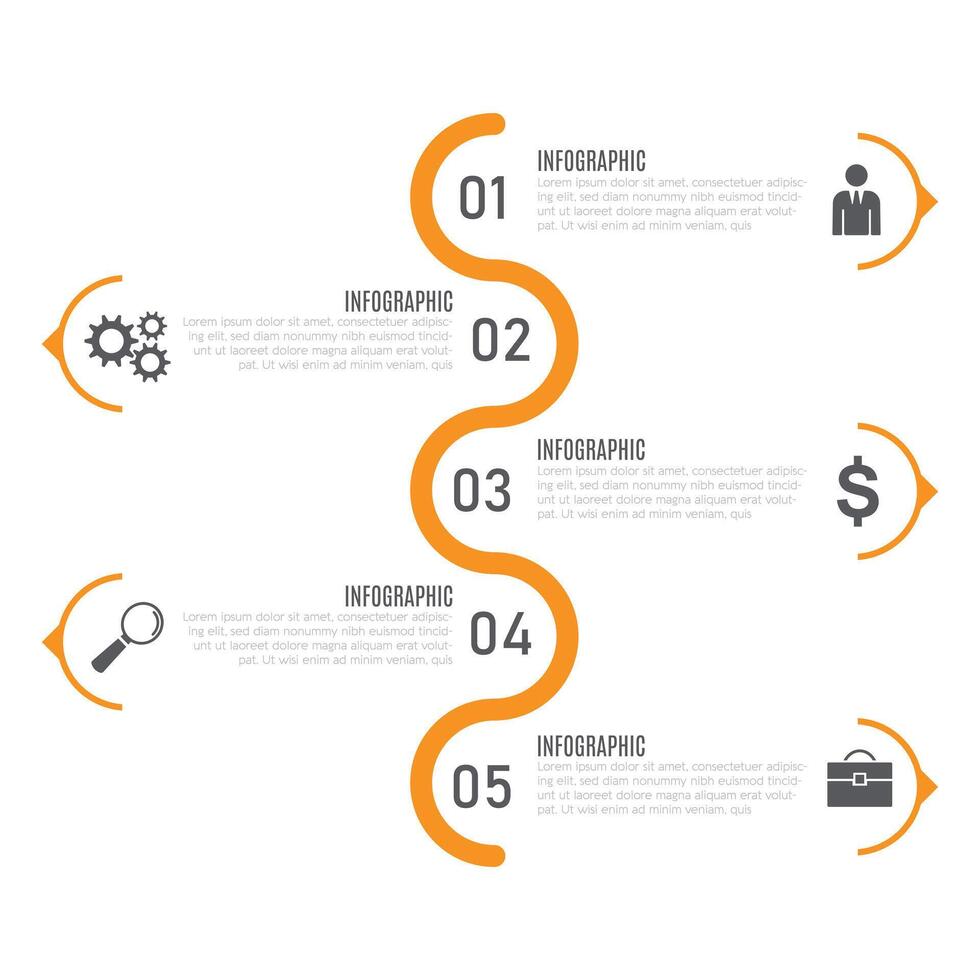 Modern business 5 step infographic template chart list editable creative design vector