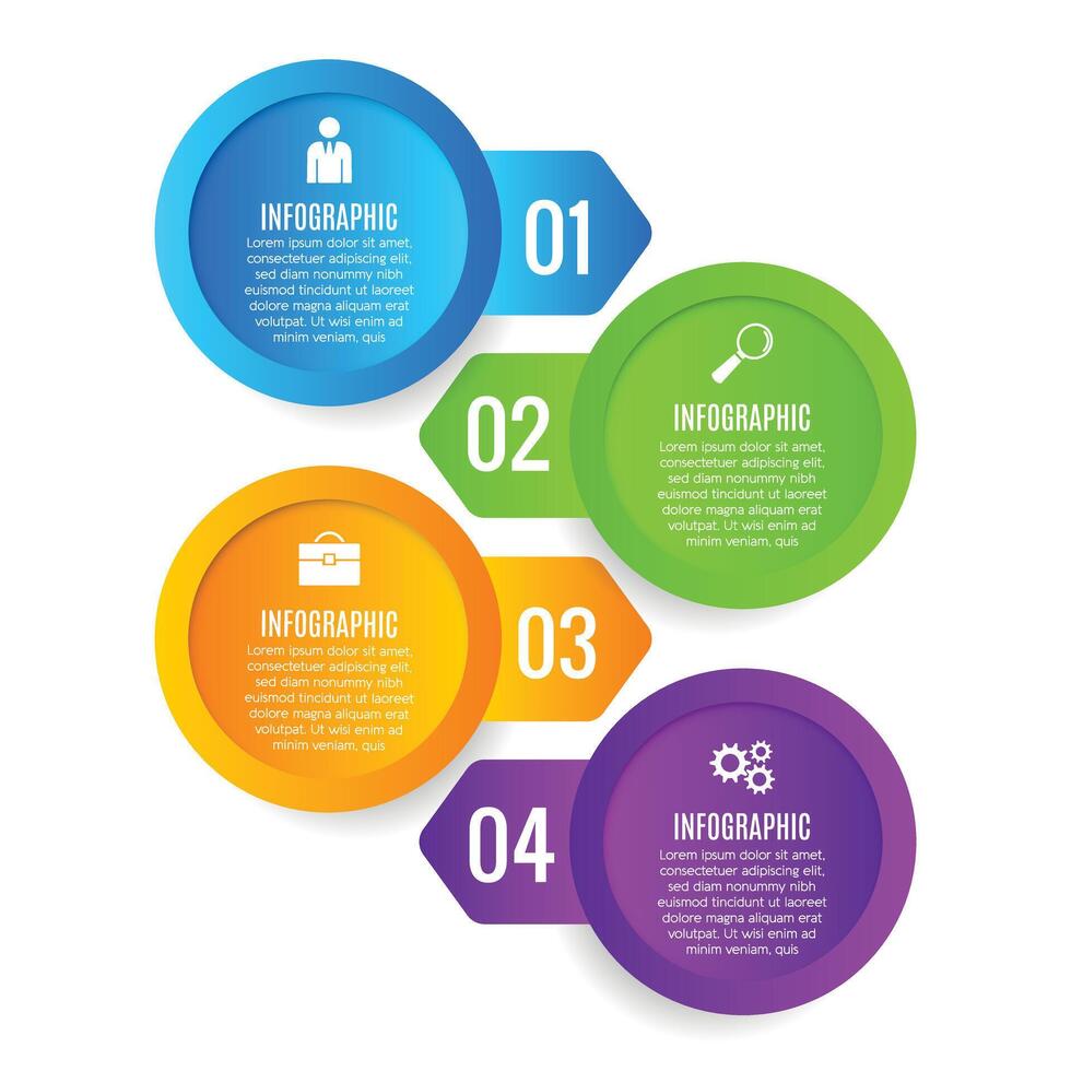 Circle growth infographic arrow editable 4 step chart list template modern template design vector