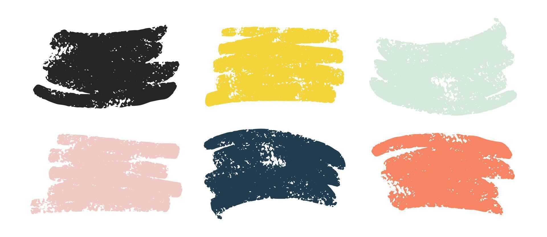Brush stroke, chalk texture by marker, color charcoal painting, grunge scribbles, pencil crayon doodle lines vector