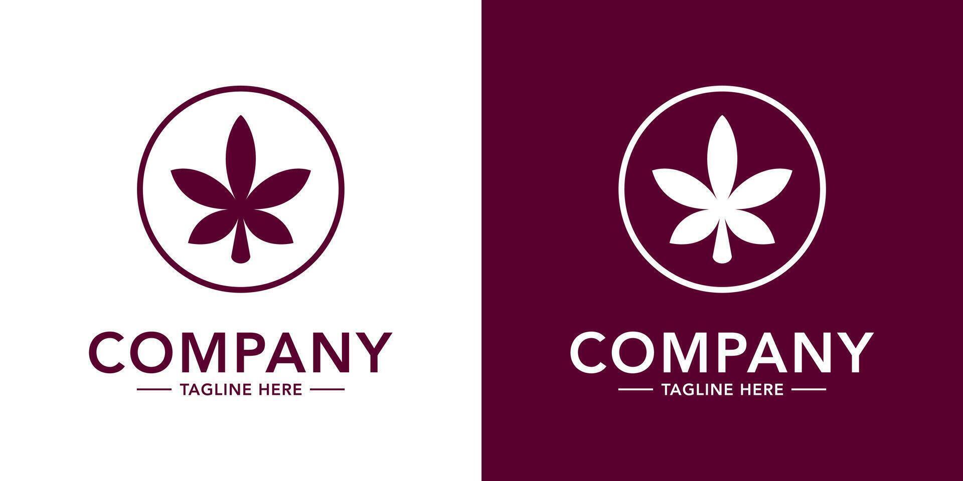 Logo for a company with a leaf and circle line vector