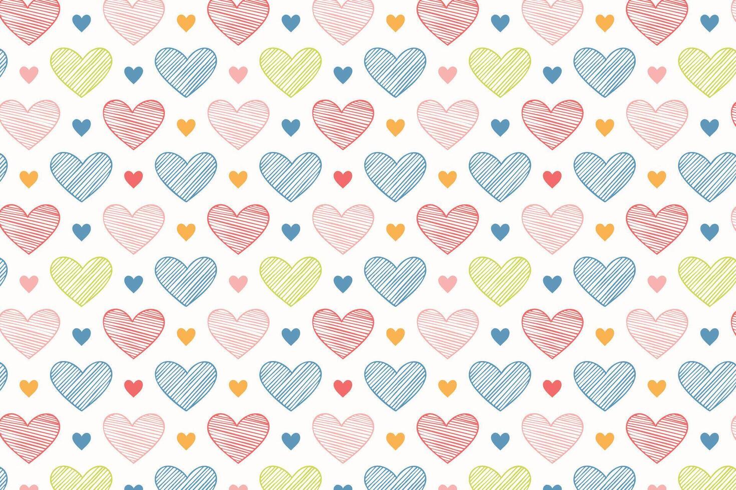A hand drawn pattern with many hearts on it modern vector