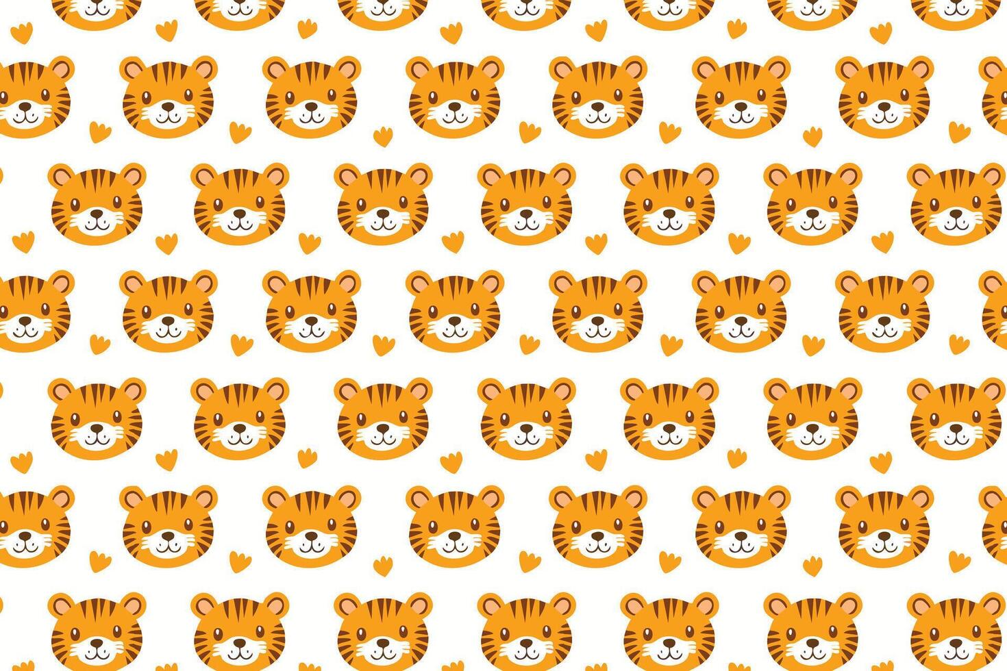A pattern with a cute tiger face on white vector