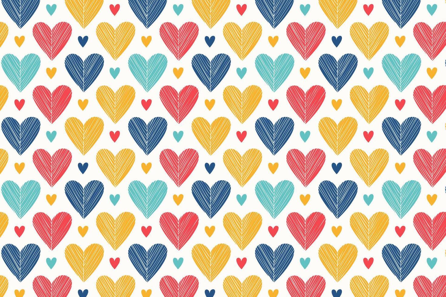 A hand drawn colorful pattern with loves vector