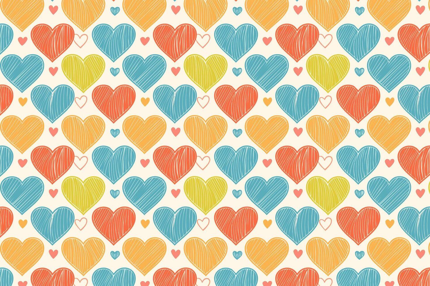 A colorful pattern design with hearts on it vector