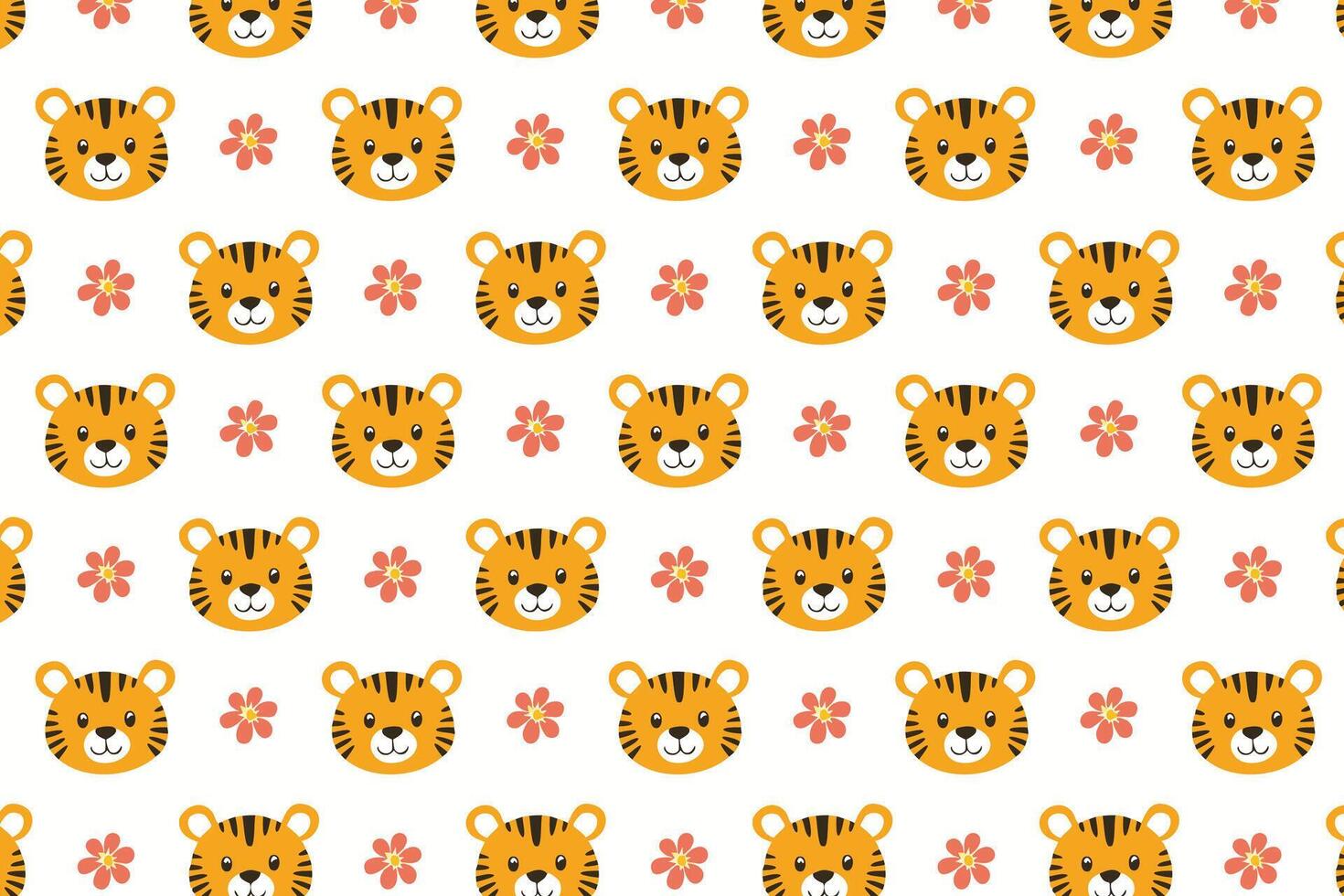 A pattern with tigers and flowers on it design trendy vector