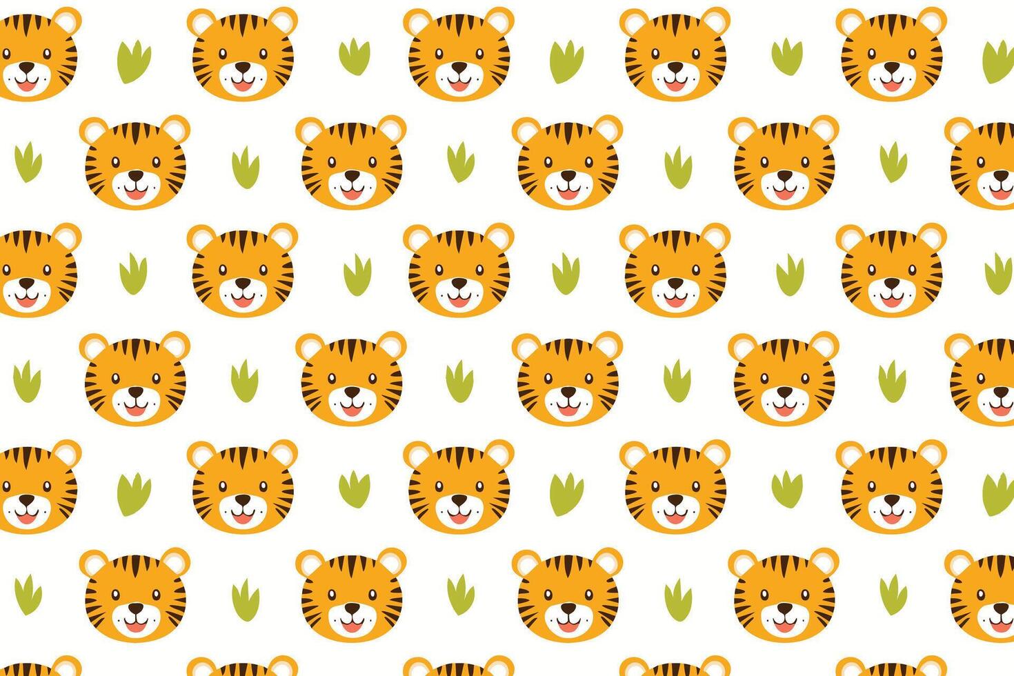 A pattern with a tiger's face and leaves vector