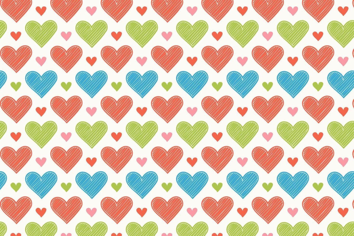 A hand drawn colorful pattern with hearts illustration vector