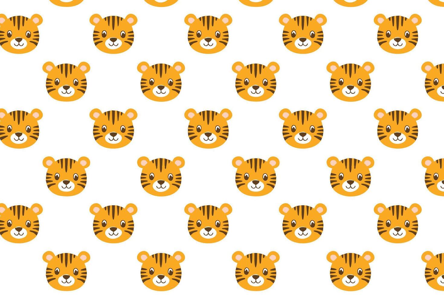 A seamless pattern of tiger faces on a white background trendy vector