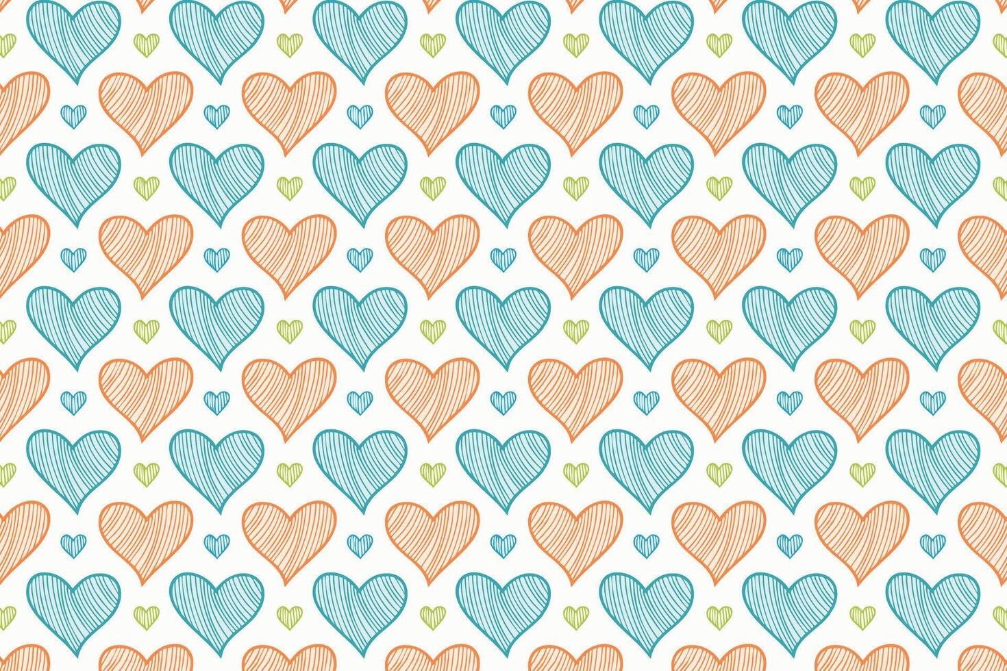 A hand drawn pattern with hearts on it vector
