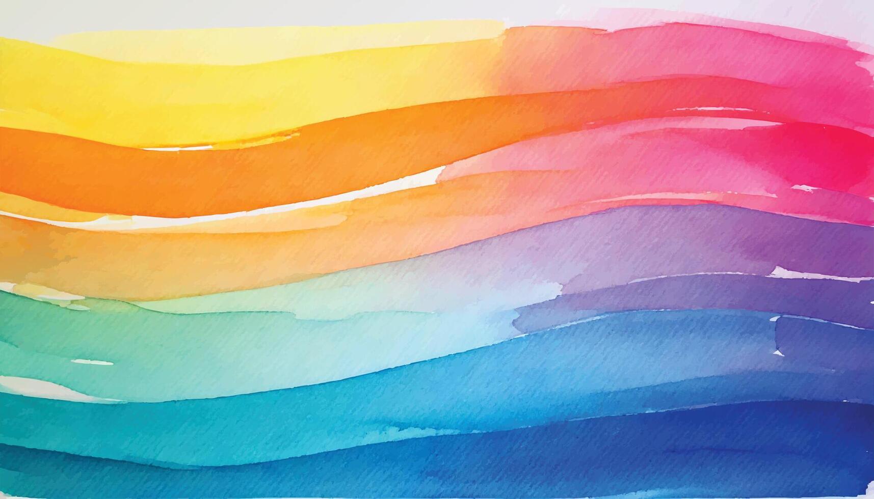 Watercolor painting of a rainbow wave vector