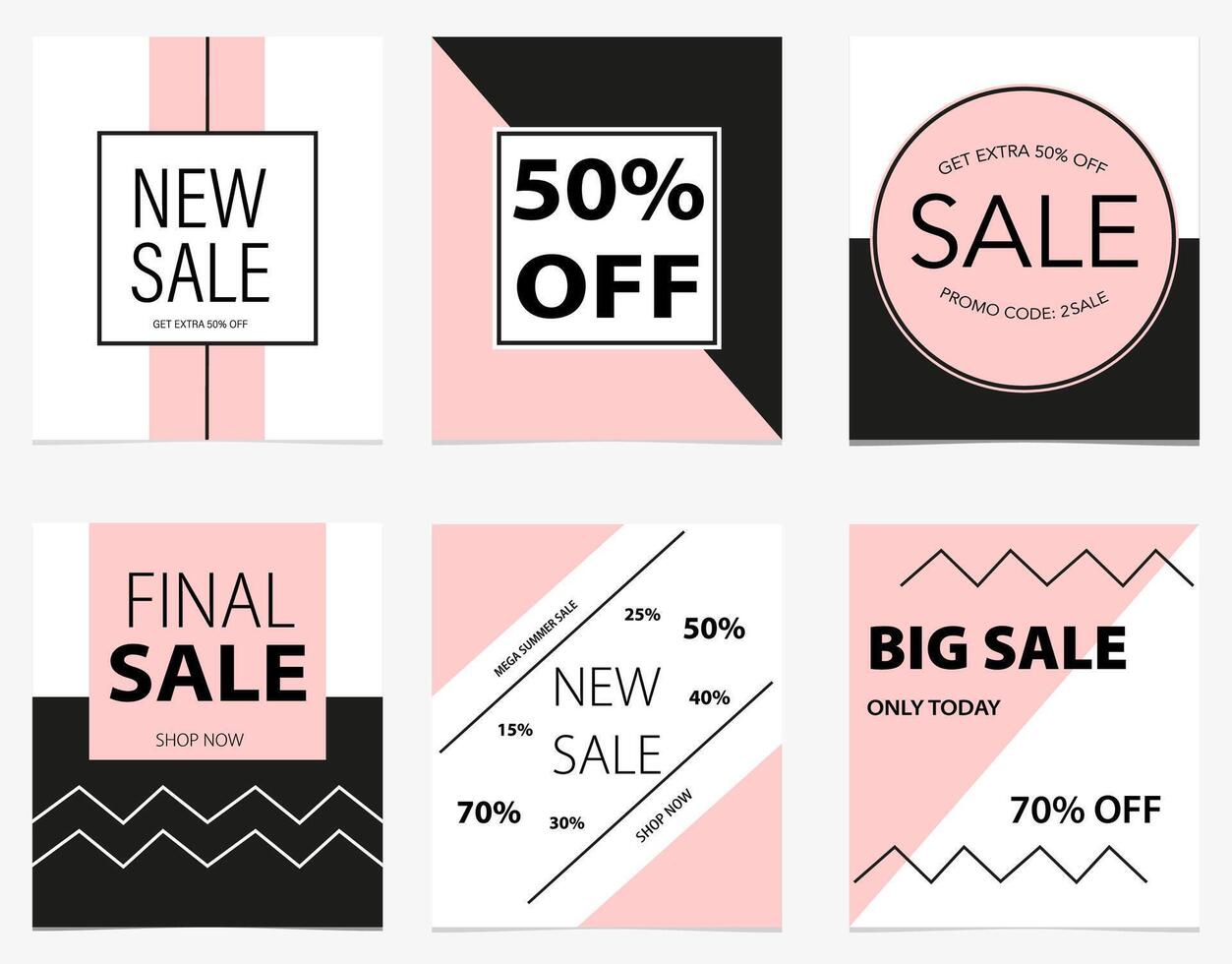 Set of banners for summer sale. Big sale. Pink and black. graphics vector