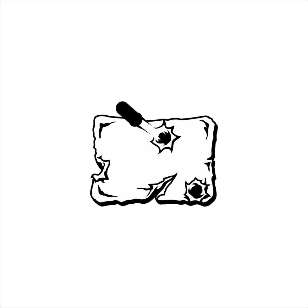 Illustration of a white board with tears and holes in the paper vector