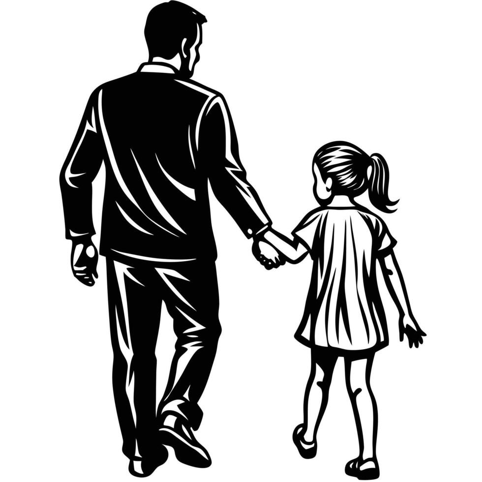 Father and daughter walking together vector