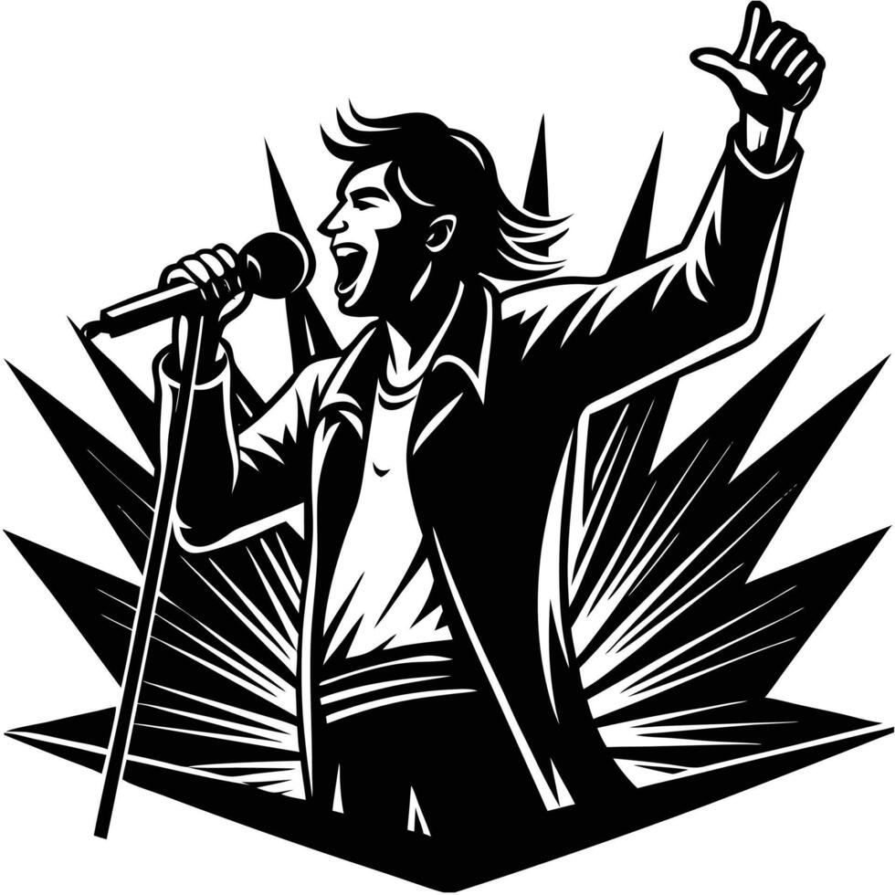 A man singing into a microphone vector