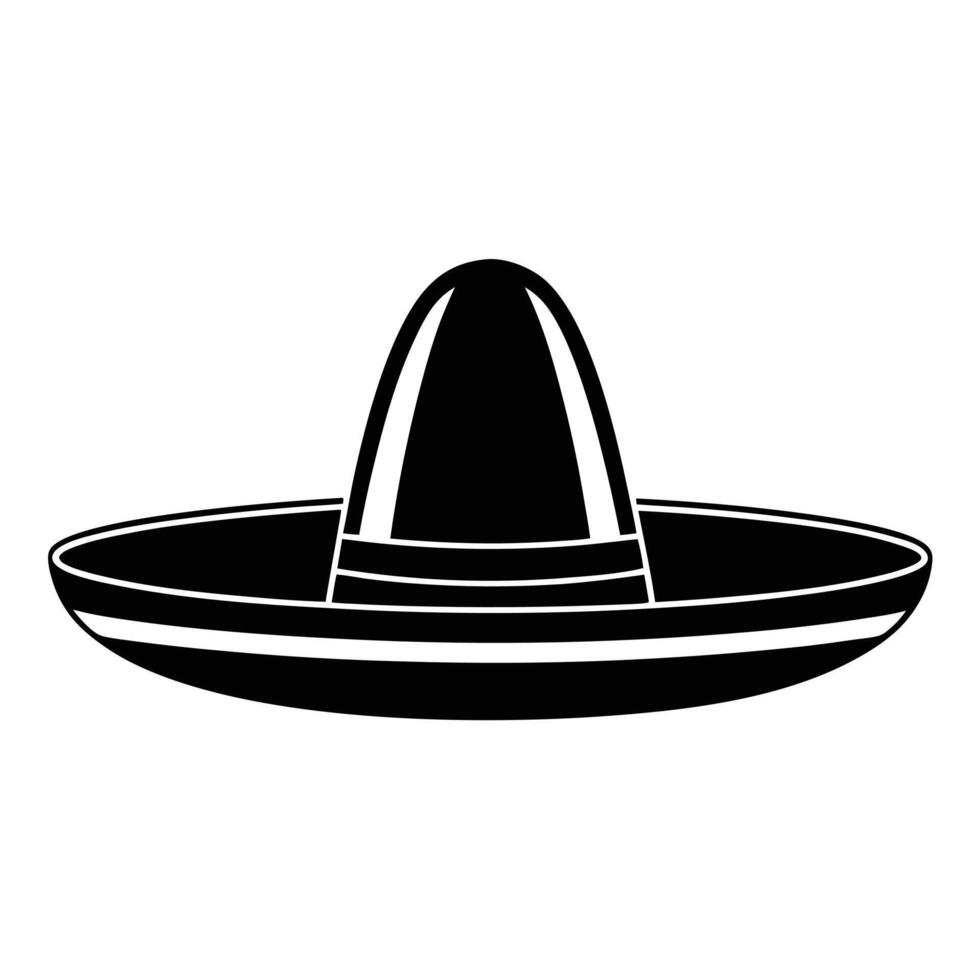 Mexican hat icon in black and white on a white background vector