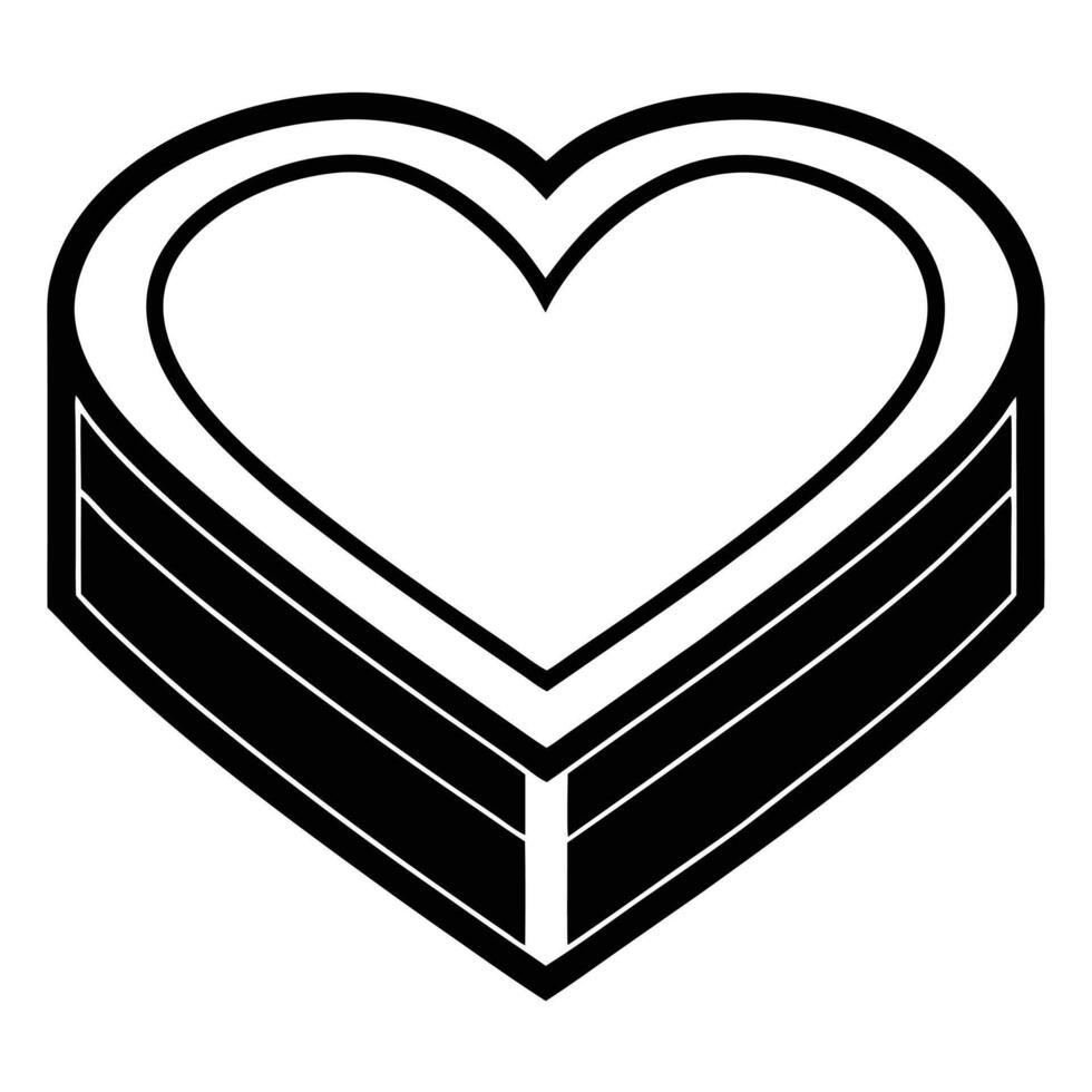 Heart shaped box icon in black and white vector
