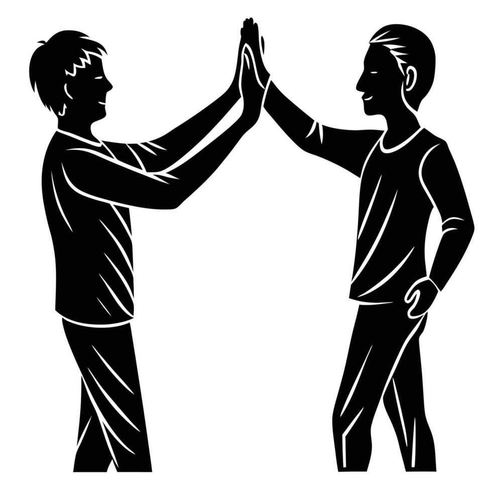 Two men giving each other high five vector