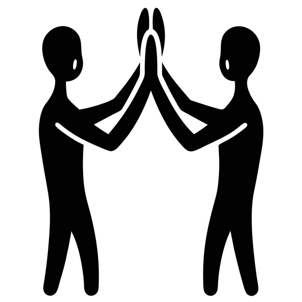 Two people giving each other a high five vector