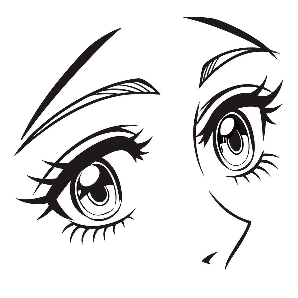 Anime eyes coloring pages vector