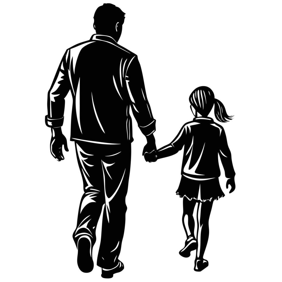 Father and daughter walking vector